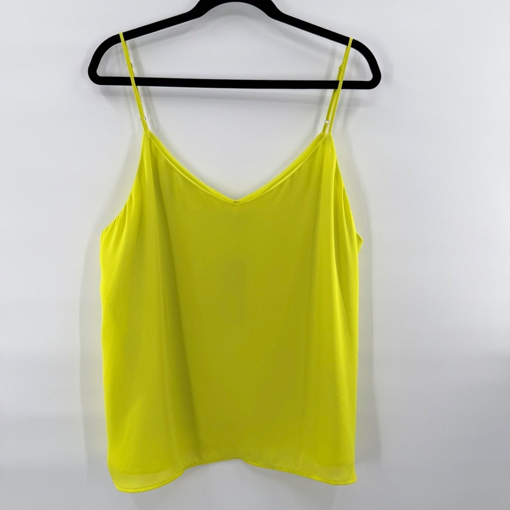 Banana Republic Perfect Cami Lively Chartreuse Dopamine Neon Yellow Satin Top XL